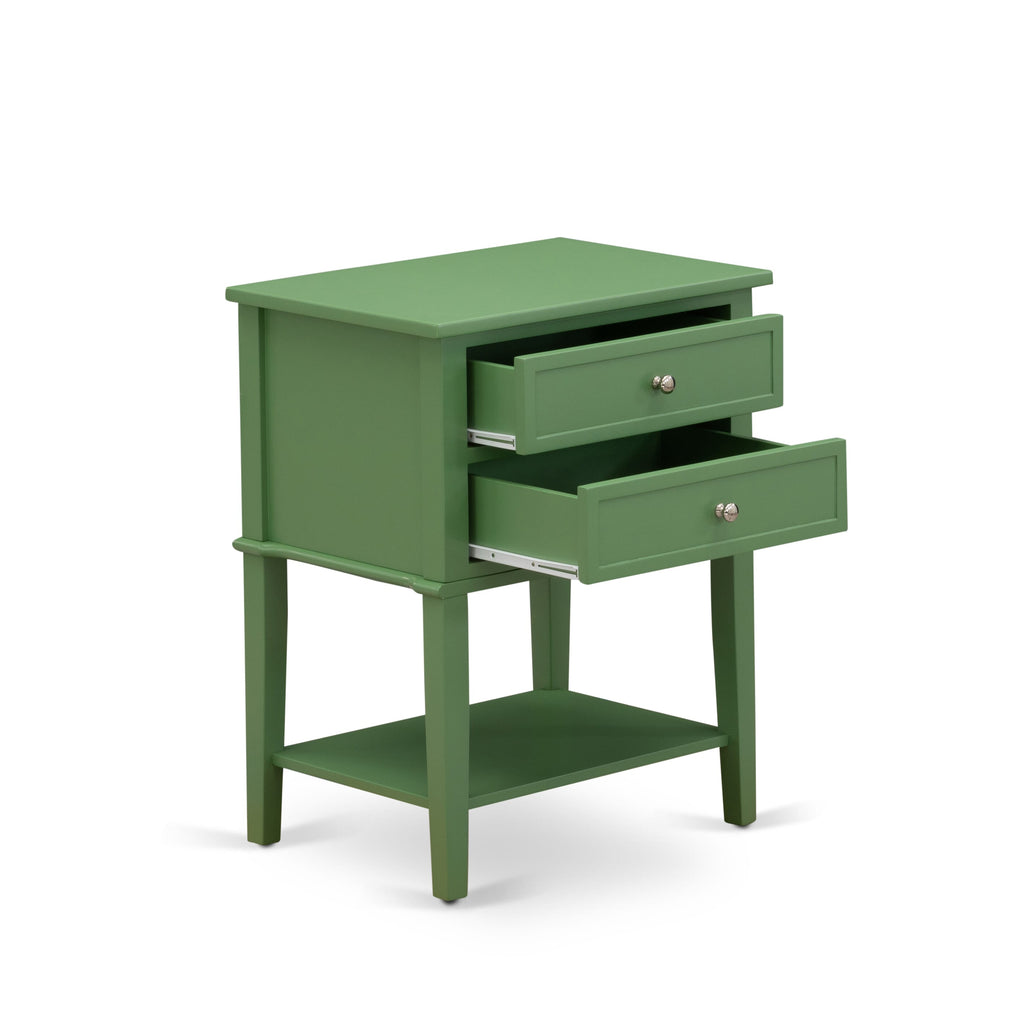 Stylish Clover Green Bedroom Table VL-12-VT with Two Drawer Storage, 16x22 Dimensions