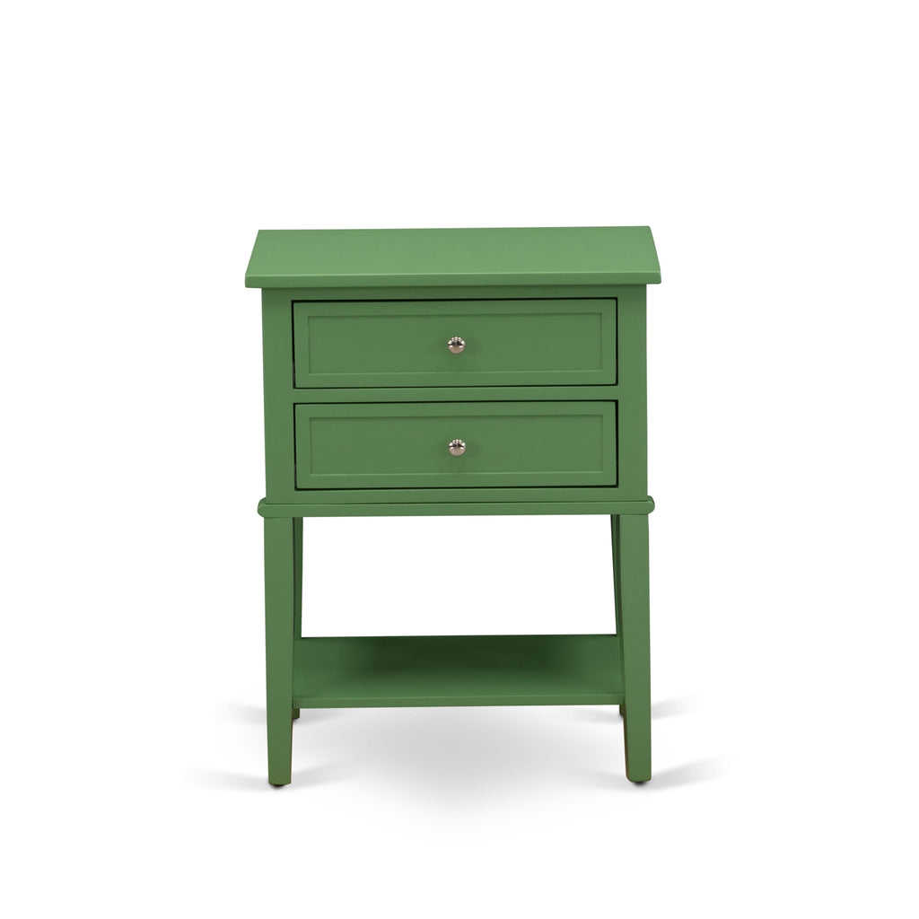 Stylish Clover Green Bedroom Table VL-12-VT with Two Drawer Storage, 16x22 Dimensions