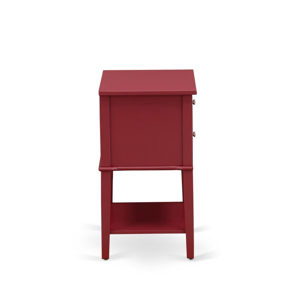 Rectangle Modern VL-13-J0 Nightstand with Two Drawers, 16x22 Inch, in Burgundy for Bedroom Comfort