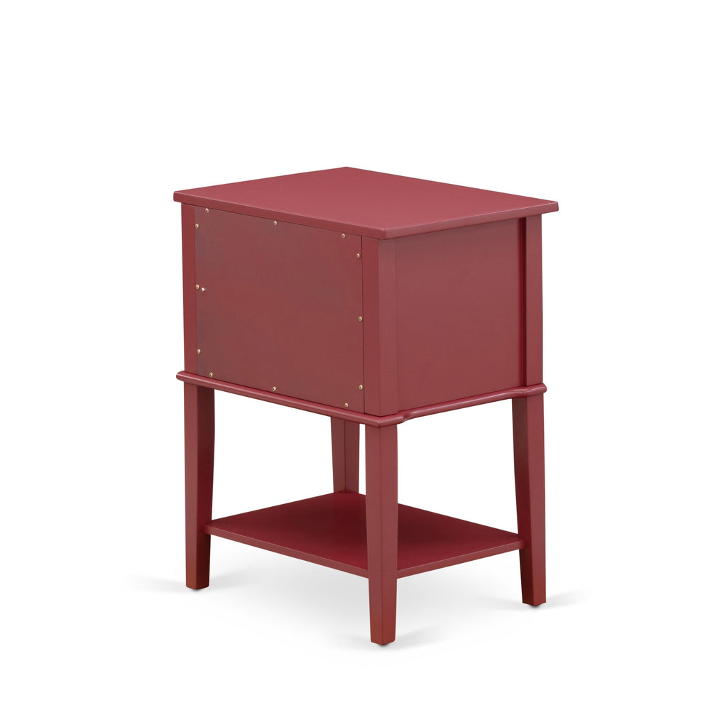 Rectangle Modern VL-13-J0 Nightstand with Two Drawers, 16x22 Inch, in Burgundy for Bedroom Comfort