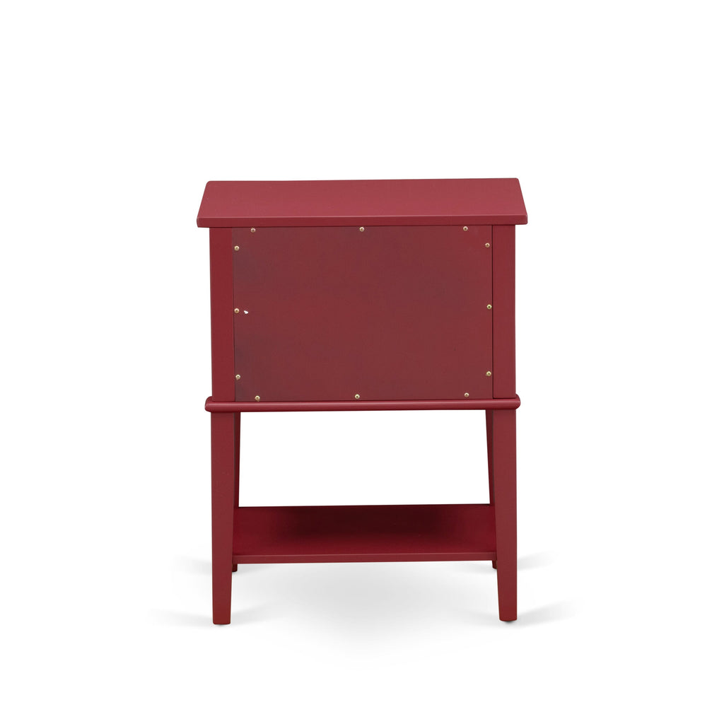 Rectangle Modern VL-13-J0 Nightstand with Two Drawers, 16x22 Inch, in Burgundy for Bedroom Comfort