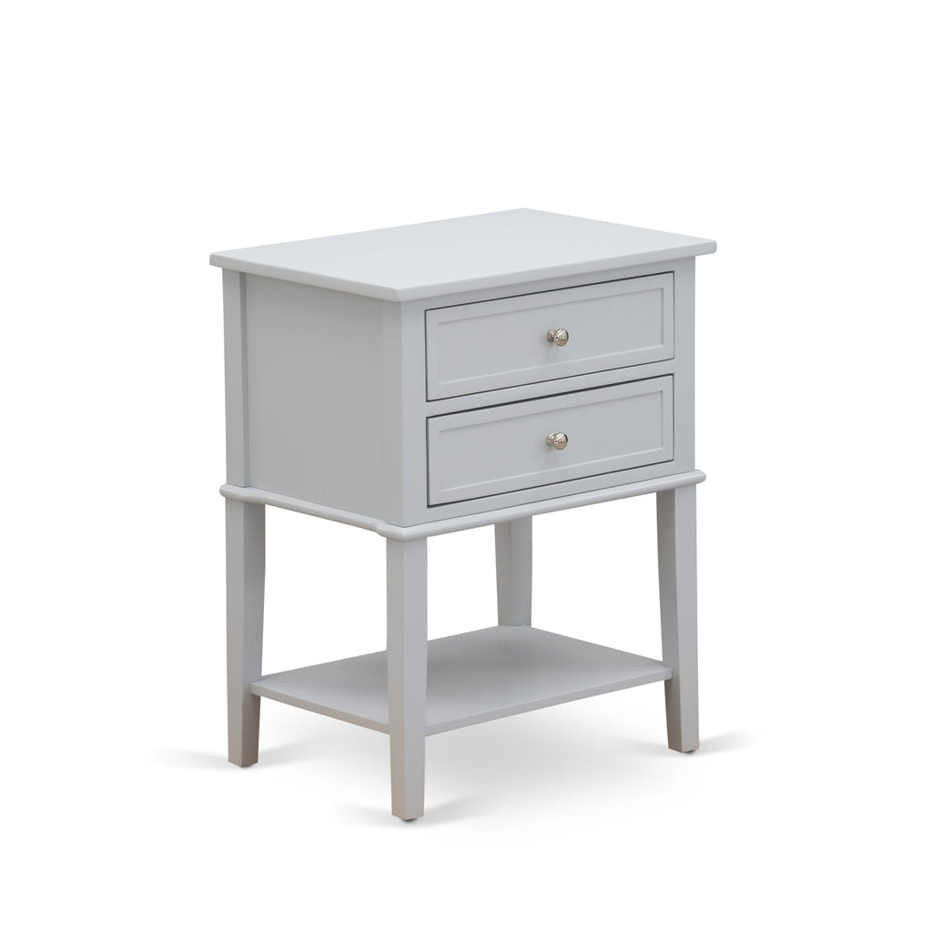 VL-14-67 Side Table - Urban Gray Two-Drawer Rectangle Nightstand, Valencia Series, Bedroom Essential 16x22 Inches