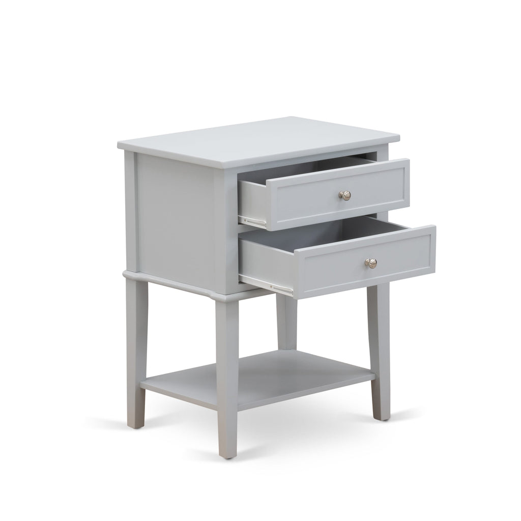 VL-14-67 Side Table - Urban Gray Two-Drawer Rectangle Nightstand, Valencia Series, Bedroom Essential 16x22 Inches