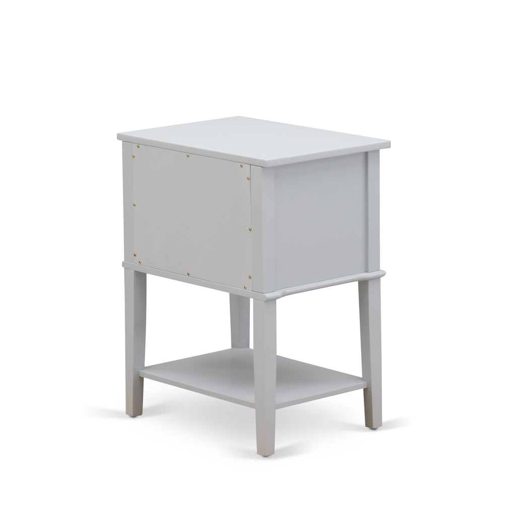 VL-14-67 Side Table - Urban Gray Two-Drawer Rectangle Nightstand, Valencia Series, Bedroom Essential 16x22 Inches