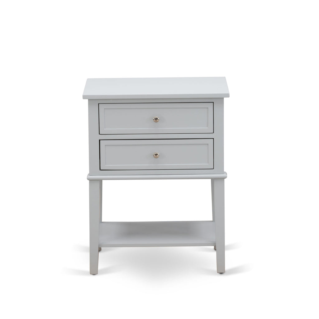 VL-14-67 Side Table - Urban Gray Two-Drawer Rectangle Nightstand, Valencia Series, Bedroom Essential 16x22 Inches