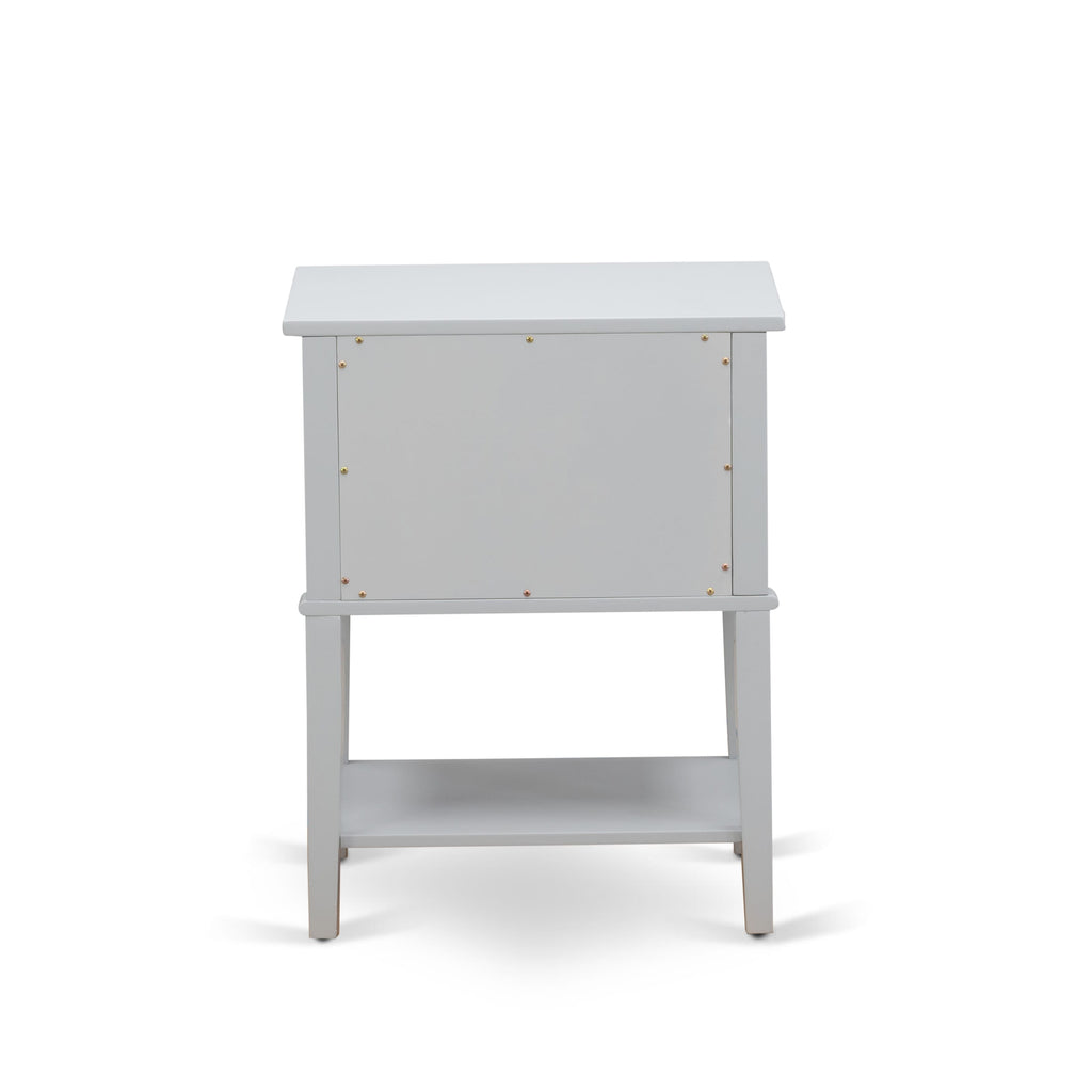 NL19Q-BNQIH Upholstered Velvet Bed Frame with Button Tufted Design and Modern Gray Nightstand 3 Piece Set
