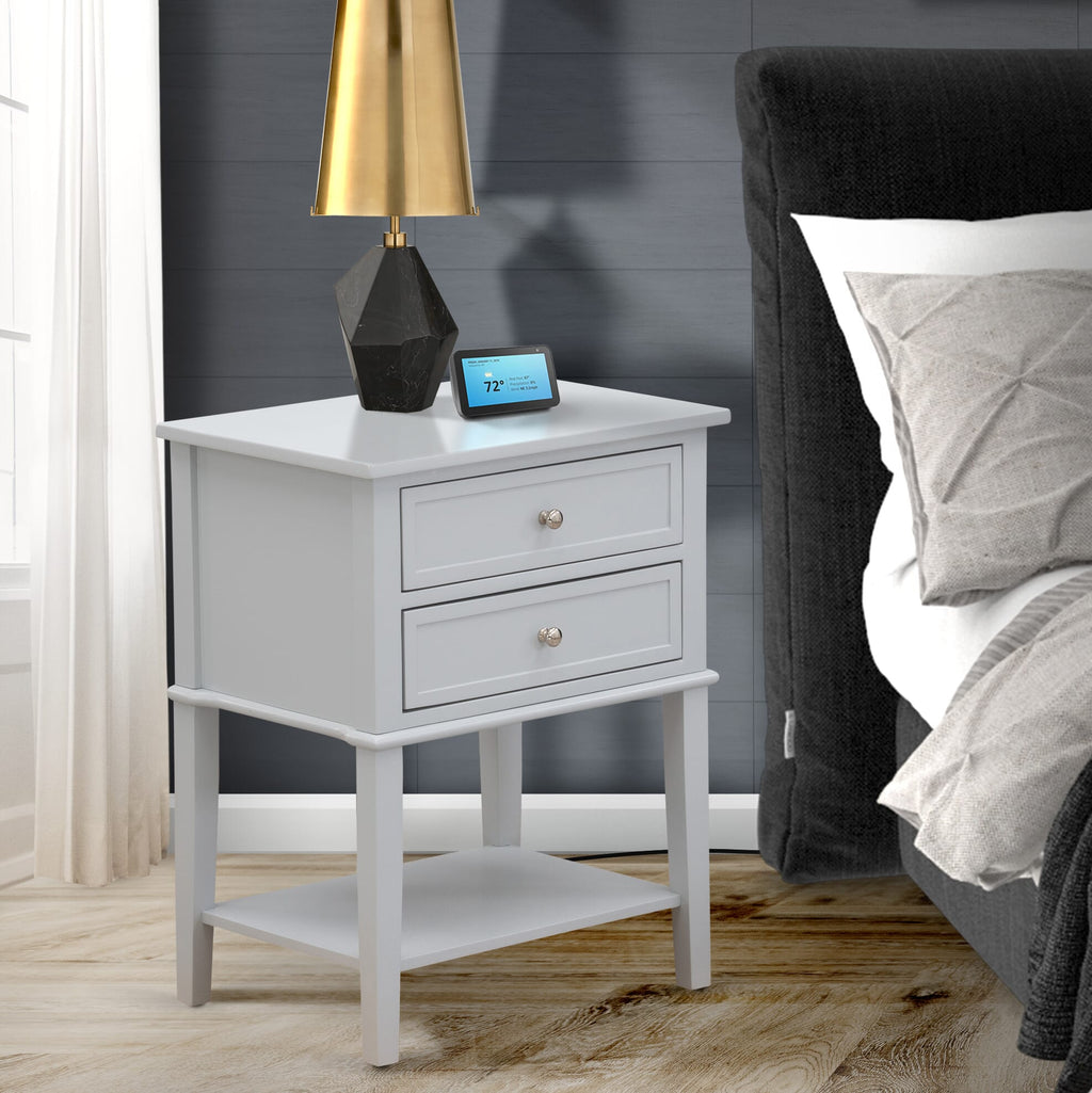 VL-14-67 Side Table - Urban Gray Two-Drawer Rectangle Nightstand, Valencia Series, Bedroom Essential 16x22 Inches