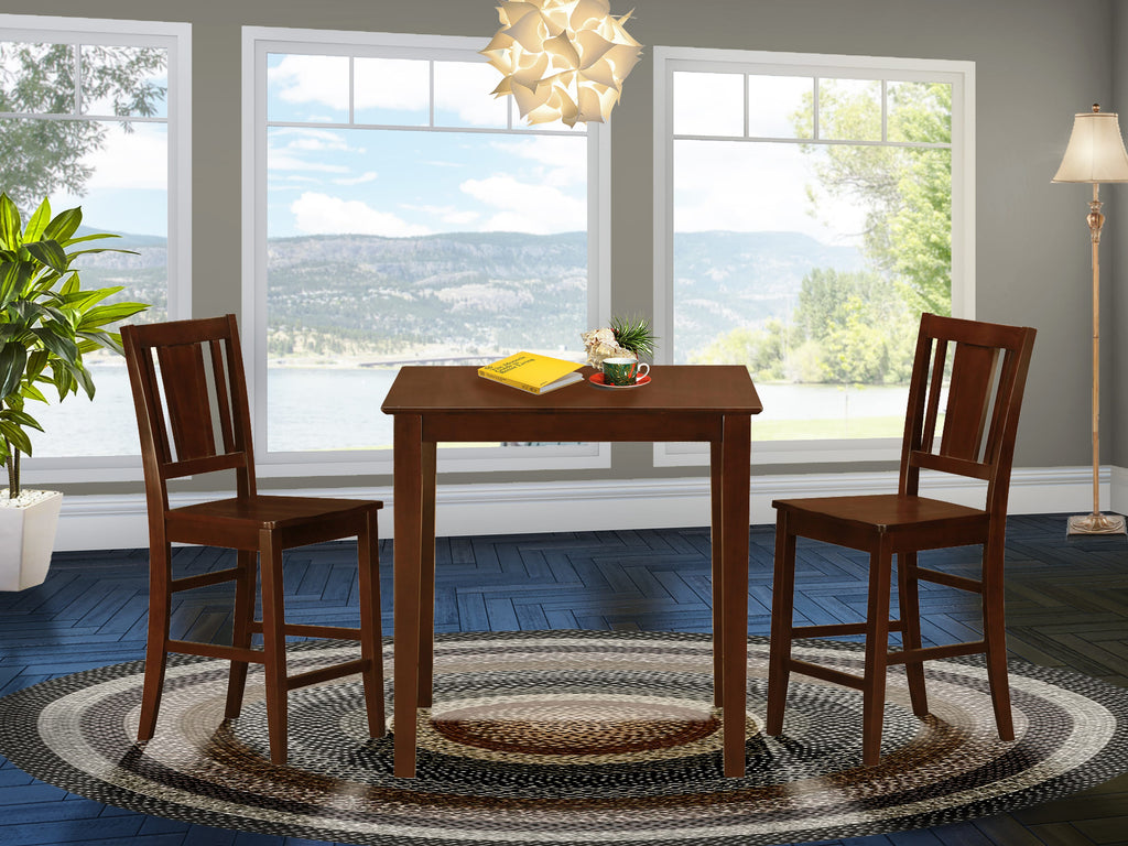 VNBU3-ES9-U 3-Piece Mahogany Dining Set with Square Table and Two Chairs for Kitchen Counters
