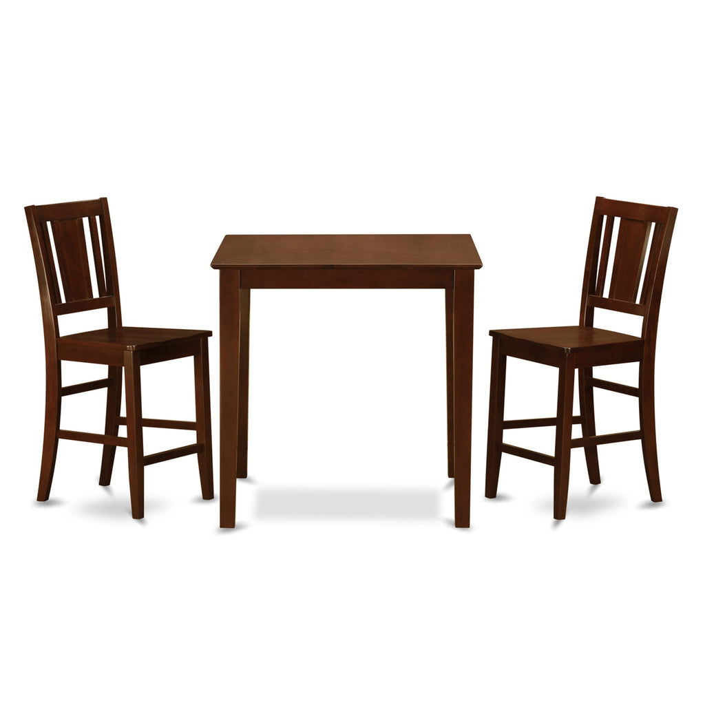 VNBU3-ES9-U 3-Piece Mahogany Dining Set with Square Table and Two Chairs for Kitchen Counters