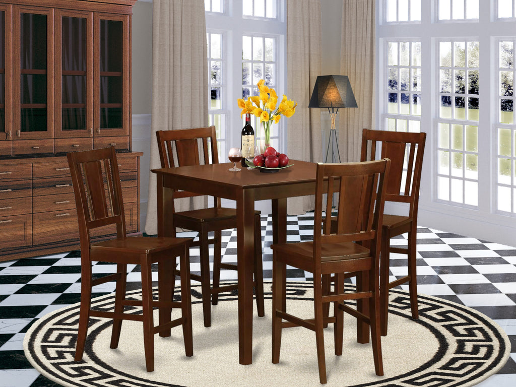 VNBU5-Z9L-O 5 Piece Mahogany Square Table Set with 4 Cozy Chairs for Dining Room