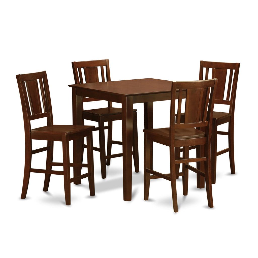 VNBU5-Z9L-O 5 Piece Mahogany Square Table Set with 4 Cozy Chairs for Dining Room