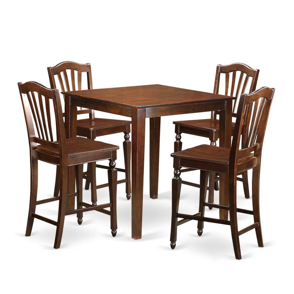 VNCH5-RY1-S 5-Piece Dining Set Square Table and 4 Chairs, Counter Height Design, 36x36 Compact Size