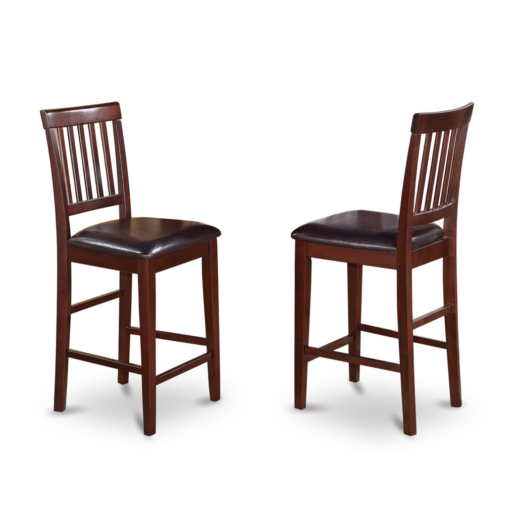 BUVN3-7XF-SC 3-Piece Counter Height Dining Set with Rectangle Table & 2 Faux Leather Chairs, Mahogany, 30x48
