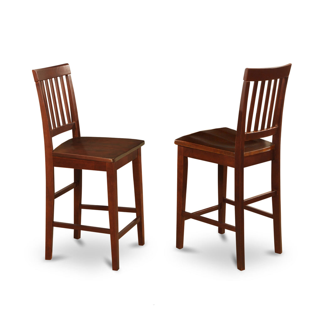 BUVN3-OE9-7 3-Piece Counter Height Dining Ensemble with a Rectangular Pub Table and Two Chairs in Mahogany Finish, 30x48 In.