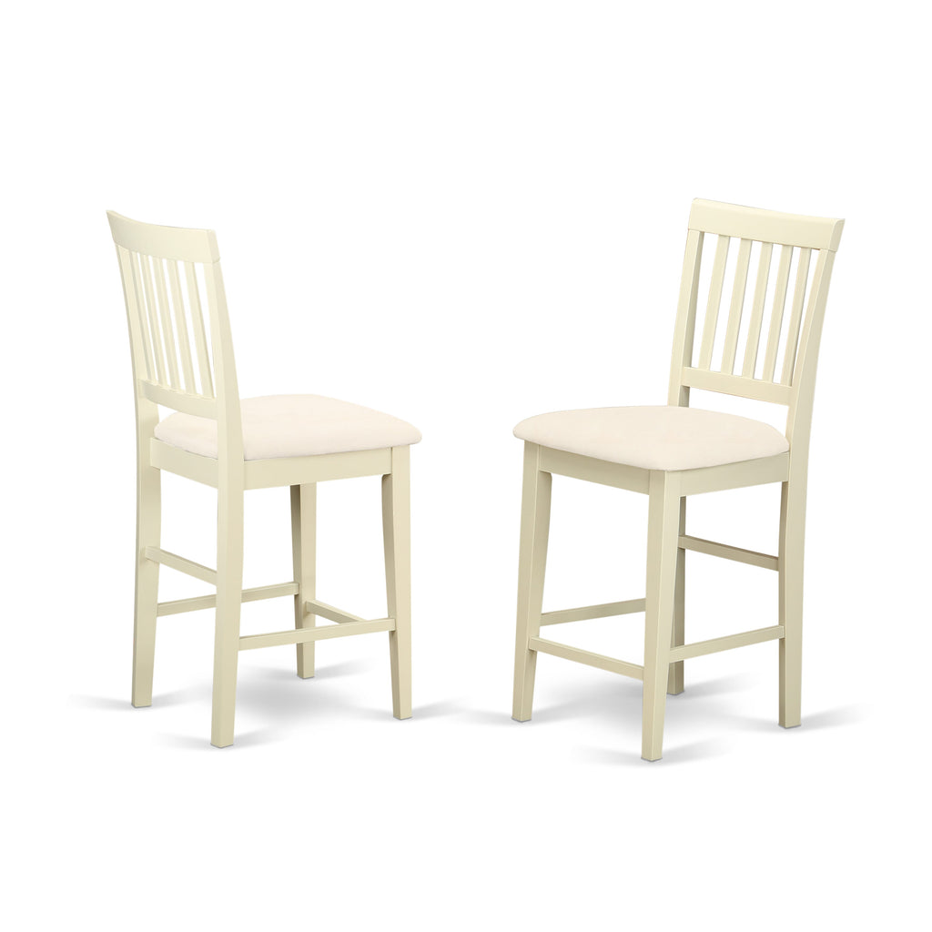 Intriguing YAVN3-8ZY-A Counter Dining Set Rectangular Table & Upholstery Chair Pair - Cream & Cherry Accents