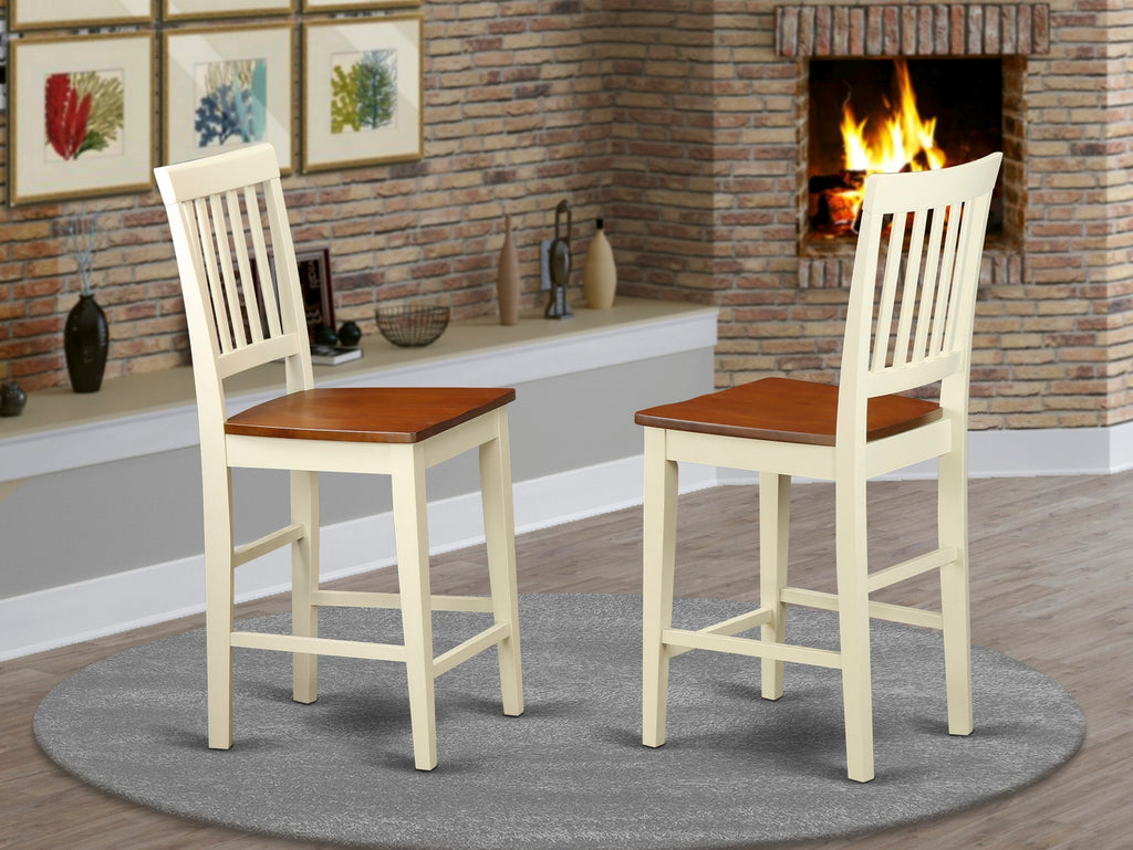 VNS-WXX-7 Elegant Vernon Pub-Height Counter Stools Set, Buttermilk & Cherry Finish Wooden Chairs