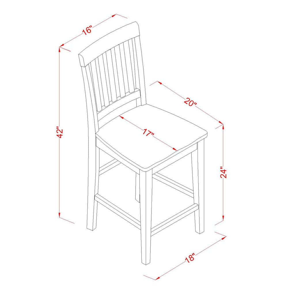 VNS-WXX-7 Elegant Vernon Pub-Height Counter Stools Set, Buttermilk & Cherry Finish Wooden Chairs
