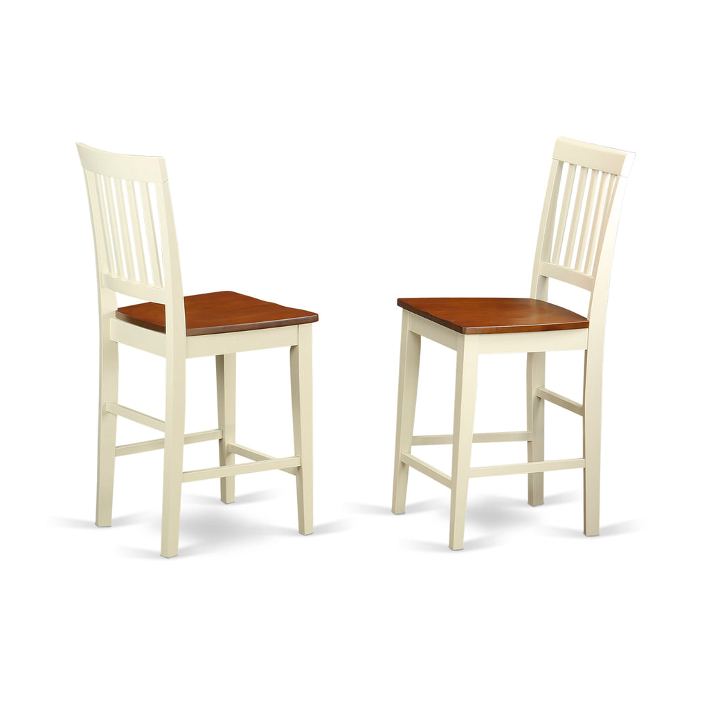 VNS-WXX-7 Elegant Vernon Pub-Height Counter Stools Set, Buttermilk & Cherry Finish Wooden Chairs