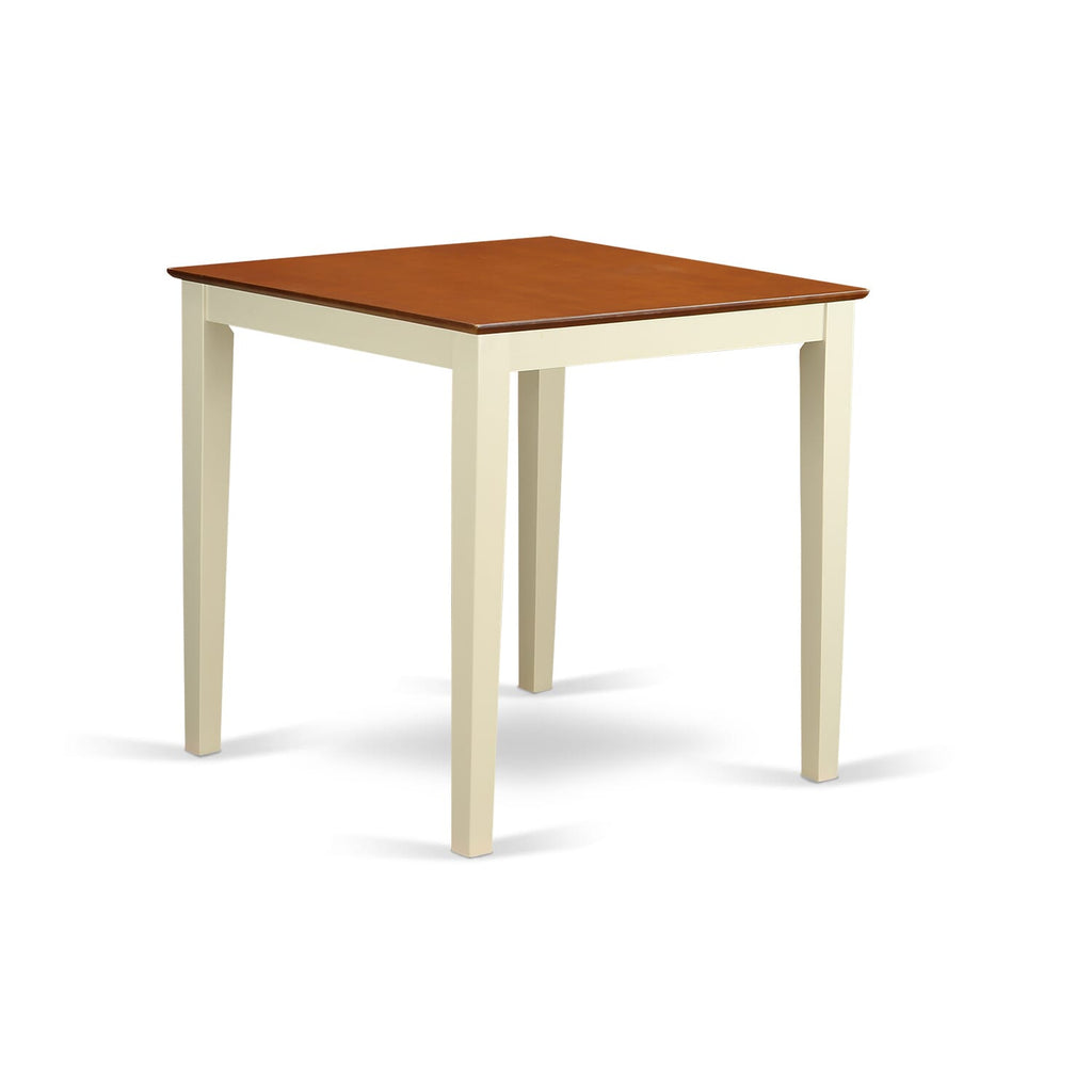 VERN5-8I2-O 5-Piece Counter-Height Set with Square Table and 4 Linen Chairs, Buttermilk & Cherry 36x36