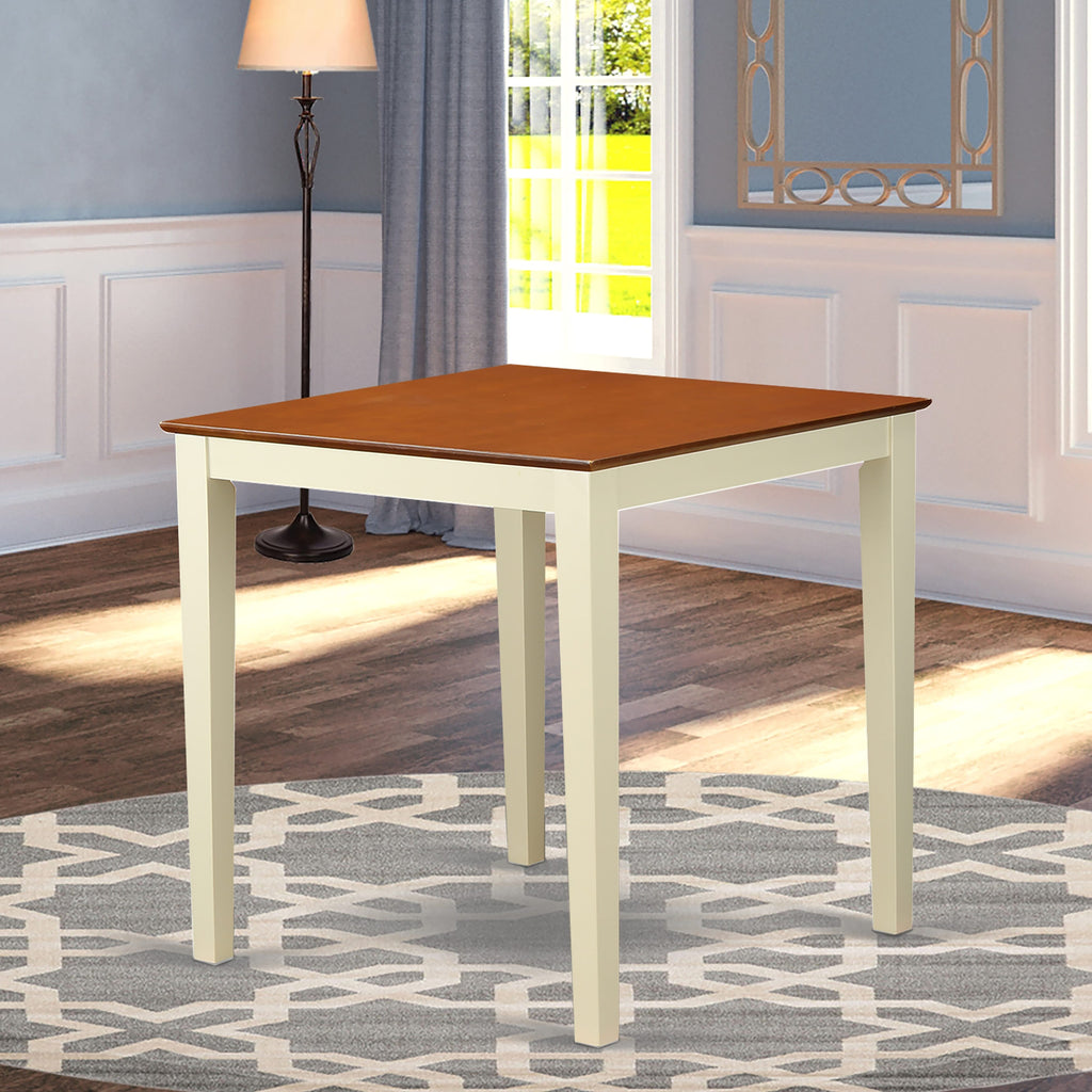 VNT-W7M-K - Stylish Square Counter Height Dining Table in Buttermilk & Cherry for Coziness in Compact Spaces, 36x36 Inches