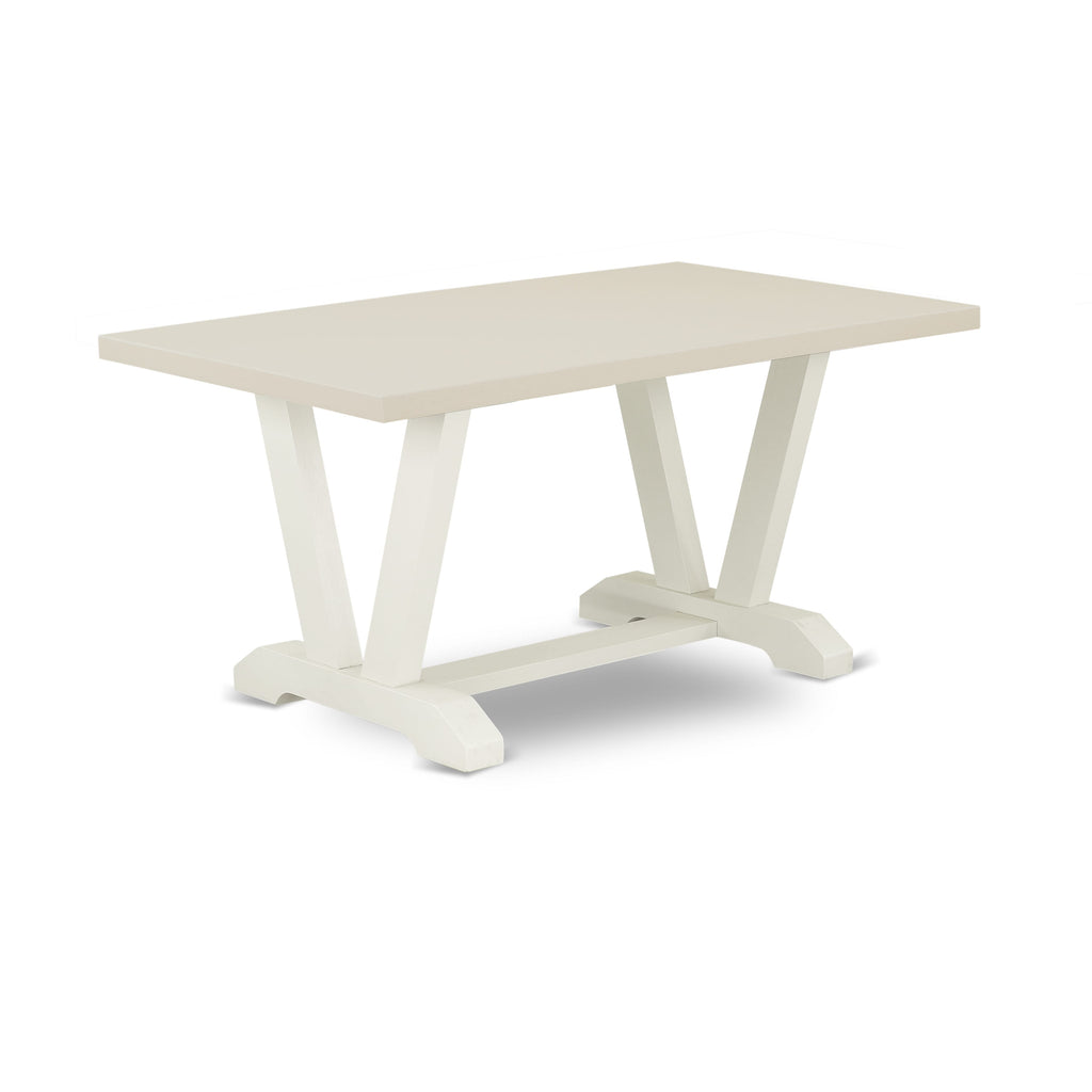 V026VANUZ-E 6 Piece Dining Collection Featuring V-Leg Dining Table and Baby Blue Parson Chairs with Bench, 36x60