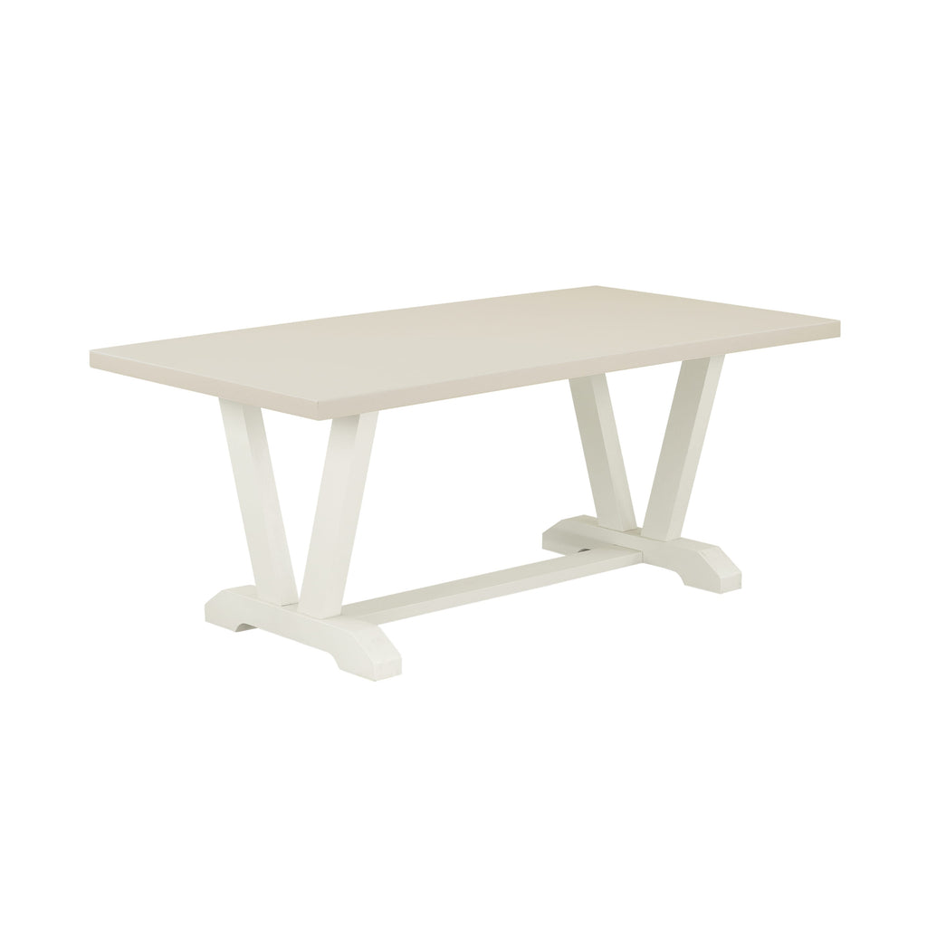 V027VN3SH-2 Dining Set Rectangle Table with V-Legs & 4 Grey Linen Chairs + Bench, 6 Pieces