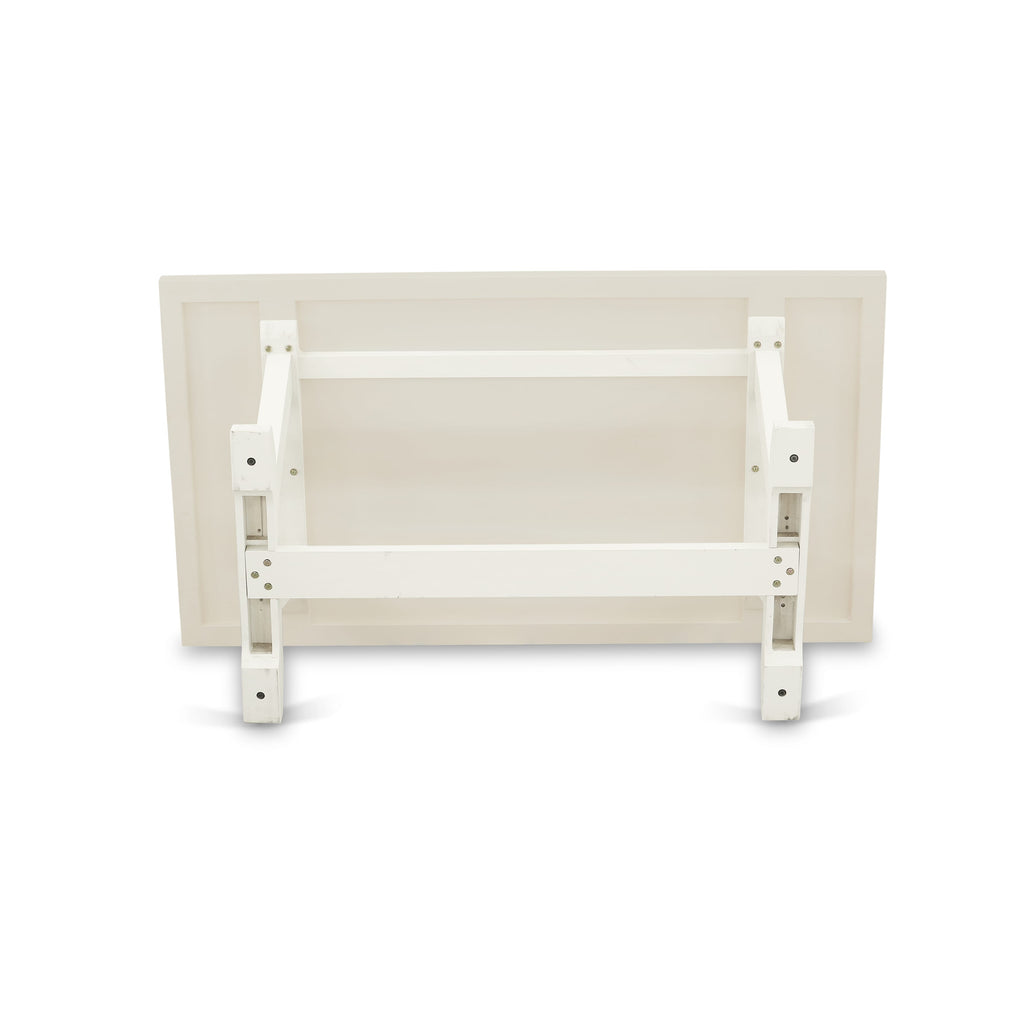 V027EPUB8-U Stylish Dining Collection Rectangular Table, 4 Parson Chairs & Bench in Linen White