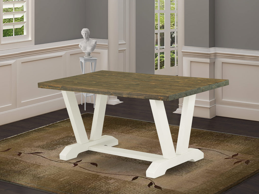 Stylish Dining Table VT7CZ, Modern V-Style, Rectangle Table Top with Elegant Legs, 36x60 Multi-Color