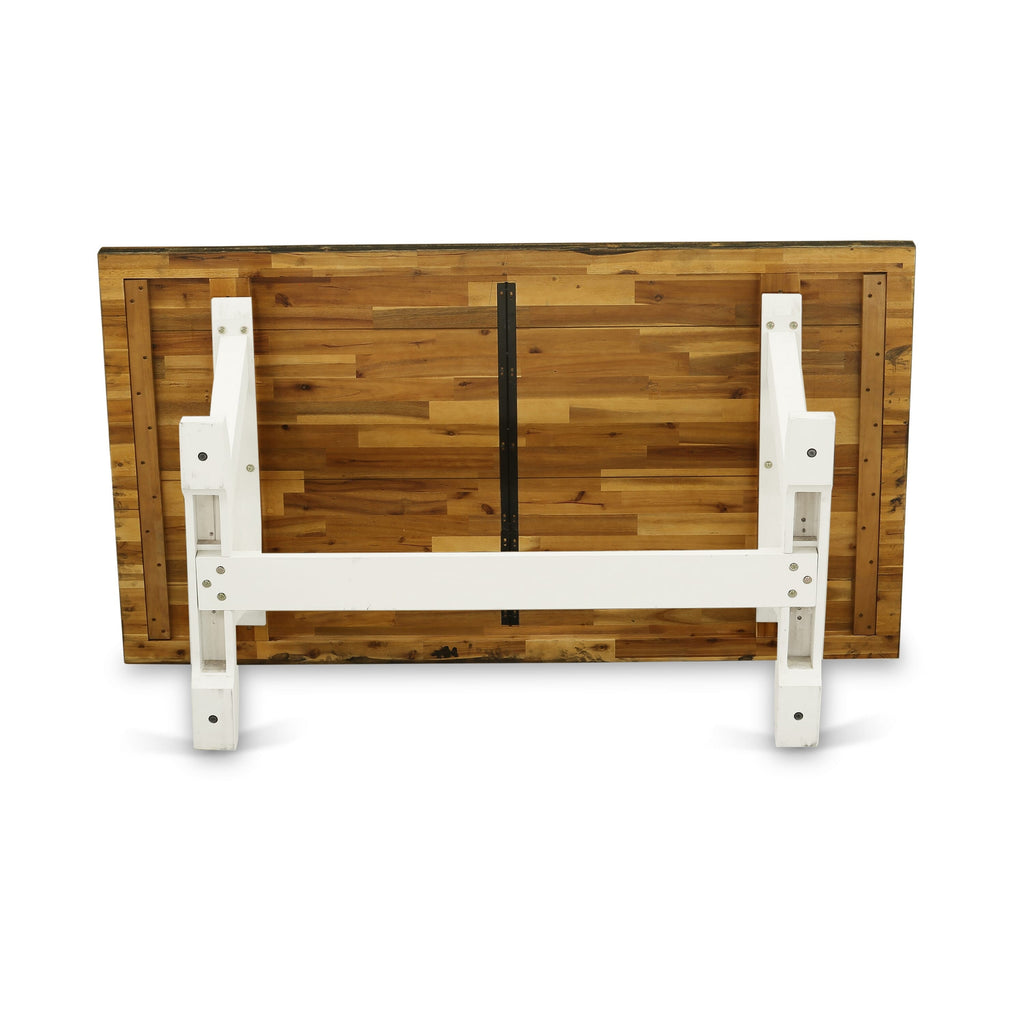 VTK47 Trendy 40x72 Rectangular Dining Table in Wirebrushed Linen & Distressed Jacobean Hues