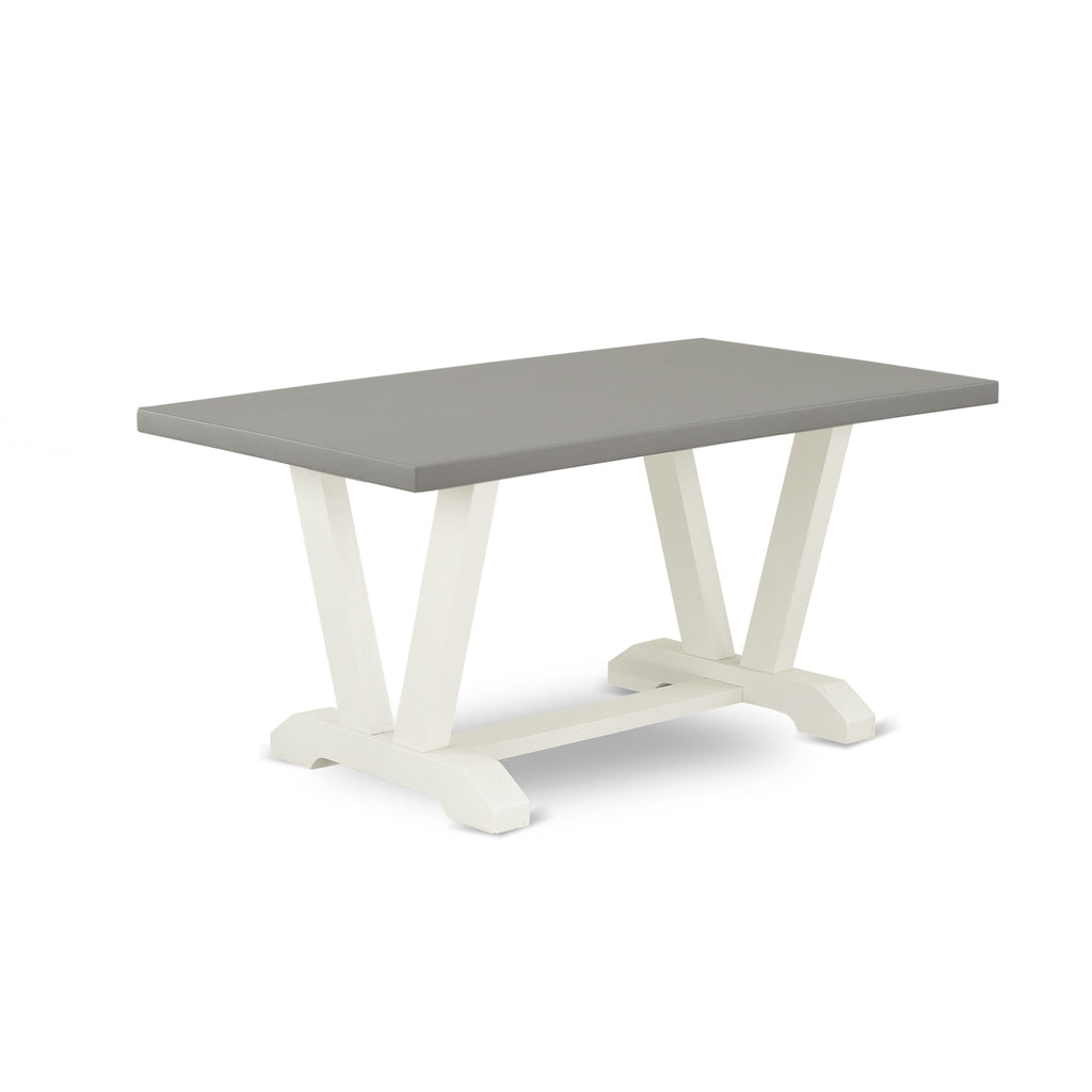 VT1S4 V-Style Mid-Century Modern Dining Table with Rectangular Board and Chic Legs, 36x60 Inch, Multi-Color