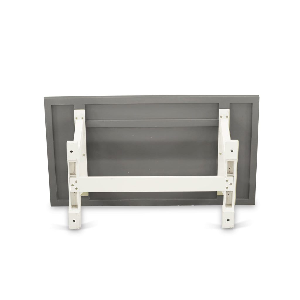 V097E0273-0 6-Piece Dining Ensemble with Rectangular Table, V-Legs, Gray Chairs & Bench Set, 40x72