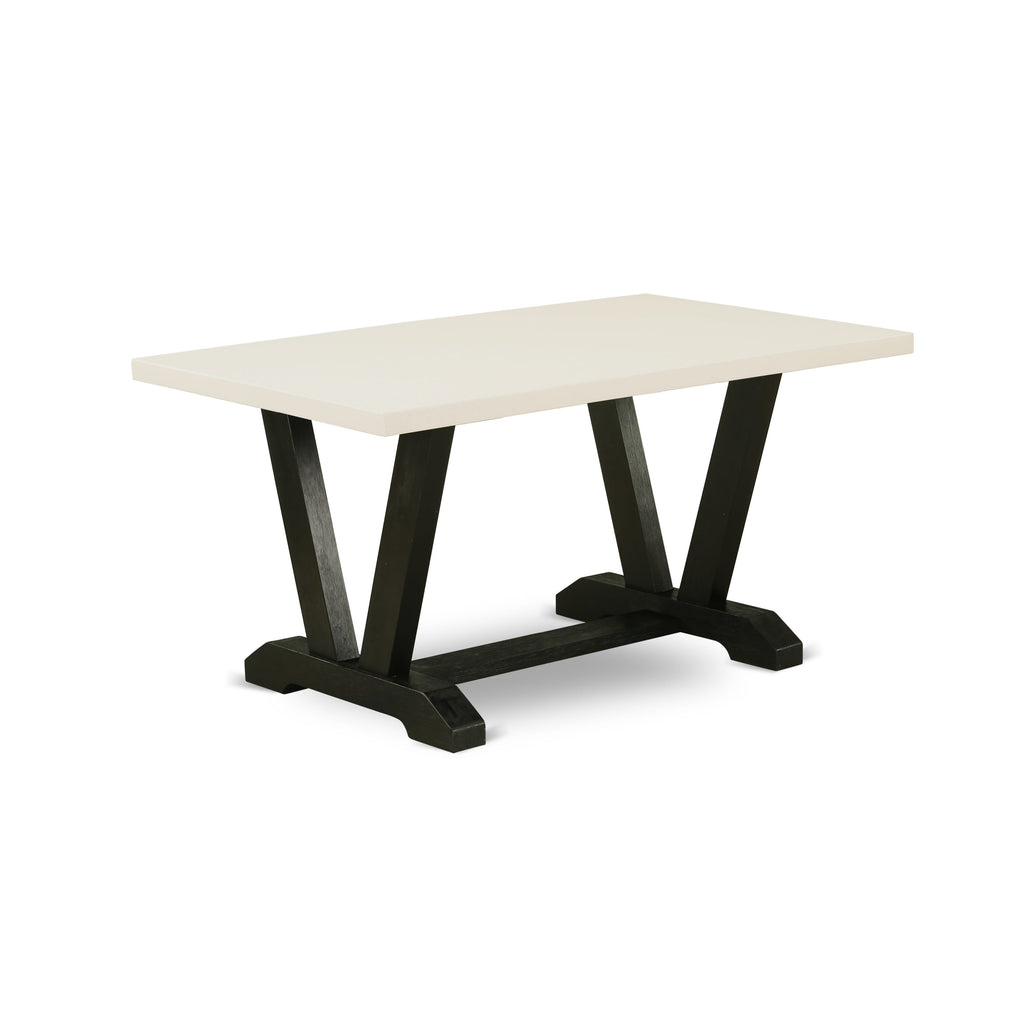 V626MPNOO-D 6 Pc Dining Ensemble V-Leg Rectangular Table & Shitake Parsons, Bench Included, Multi-Color