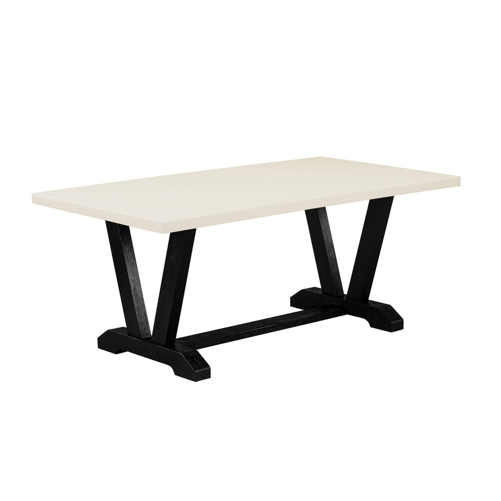 V627VUE46-R| Dining Ensemble for 6 Rectangle Table with V-Shaped Supports, 4 Gotham Linen Chairs & Bench, 40x72