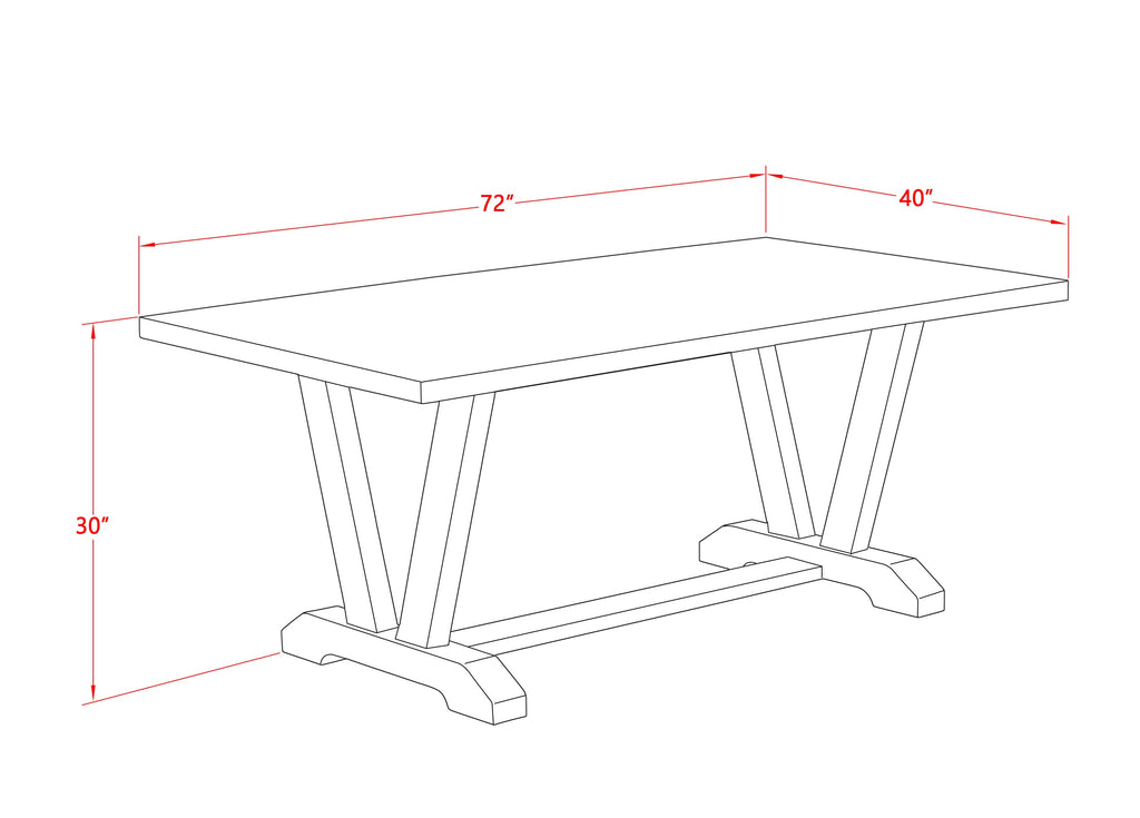 VTFM4 Sleek Rectangle Dining Table with V-Style Legs - 40x72 Multicolor Surface
