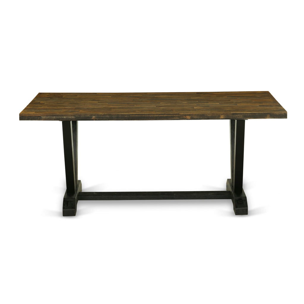 VT3ZU Mid-Century Modern Dining Rectangle Table with Stylish Legs, Solid Wood 40x72 Inch, Multi-Hue