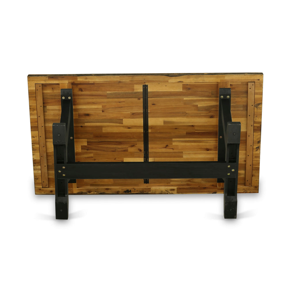 V2-67J Dining Ensemble with V-Legs Table & Benches – 3 Piece Set, 40x72 inches, Multi-Toned