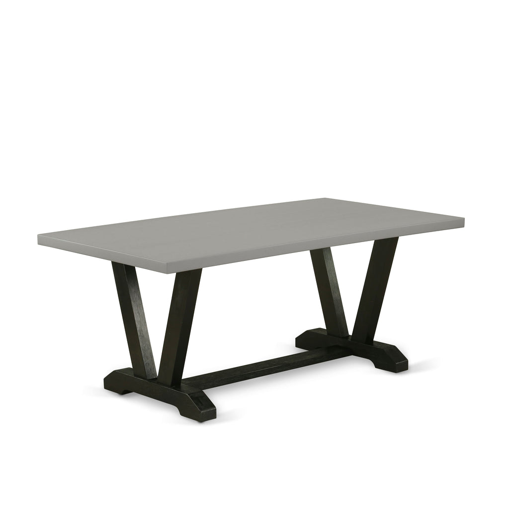 5-Piece Dining Ensemble Modern Table with V-Legs & 4 Parsons Chairs, Light Sable  V697LQB14-U
