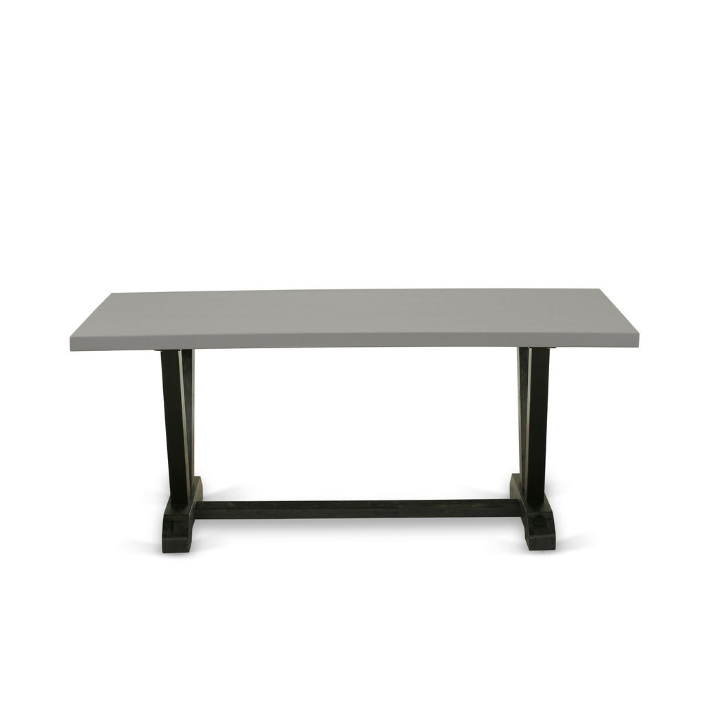 5-Piece Dining Ensemble Modern Table with V-Legs & 4 Parsons Chairs, Light Sable  V697LQB14-U