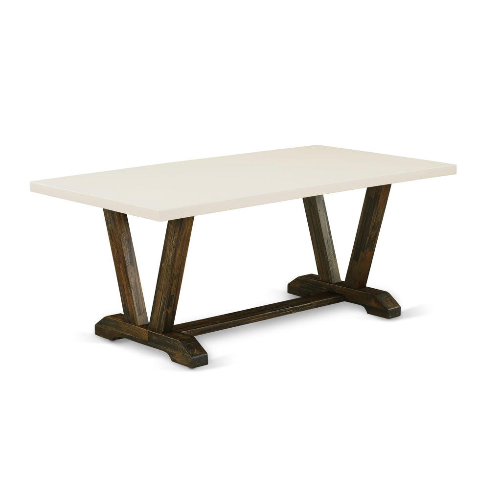 VTY3W Sleek Rectangular Dining Table with Designer Legs, 40x72 Multitone Top Surface