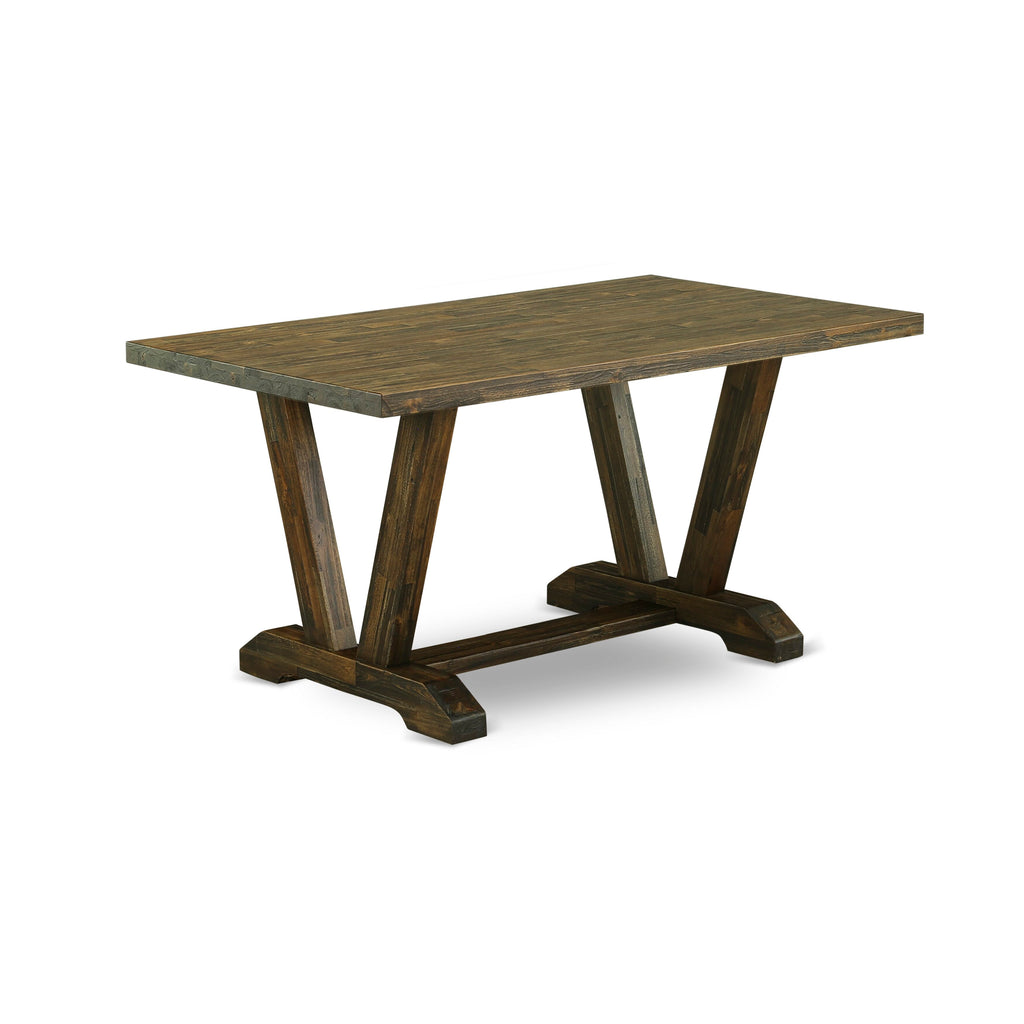 VTR03 Chic V-Design Dining Table with Unique Wood Finish & Elegant Support 36x60 Inches