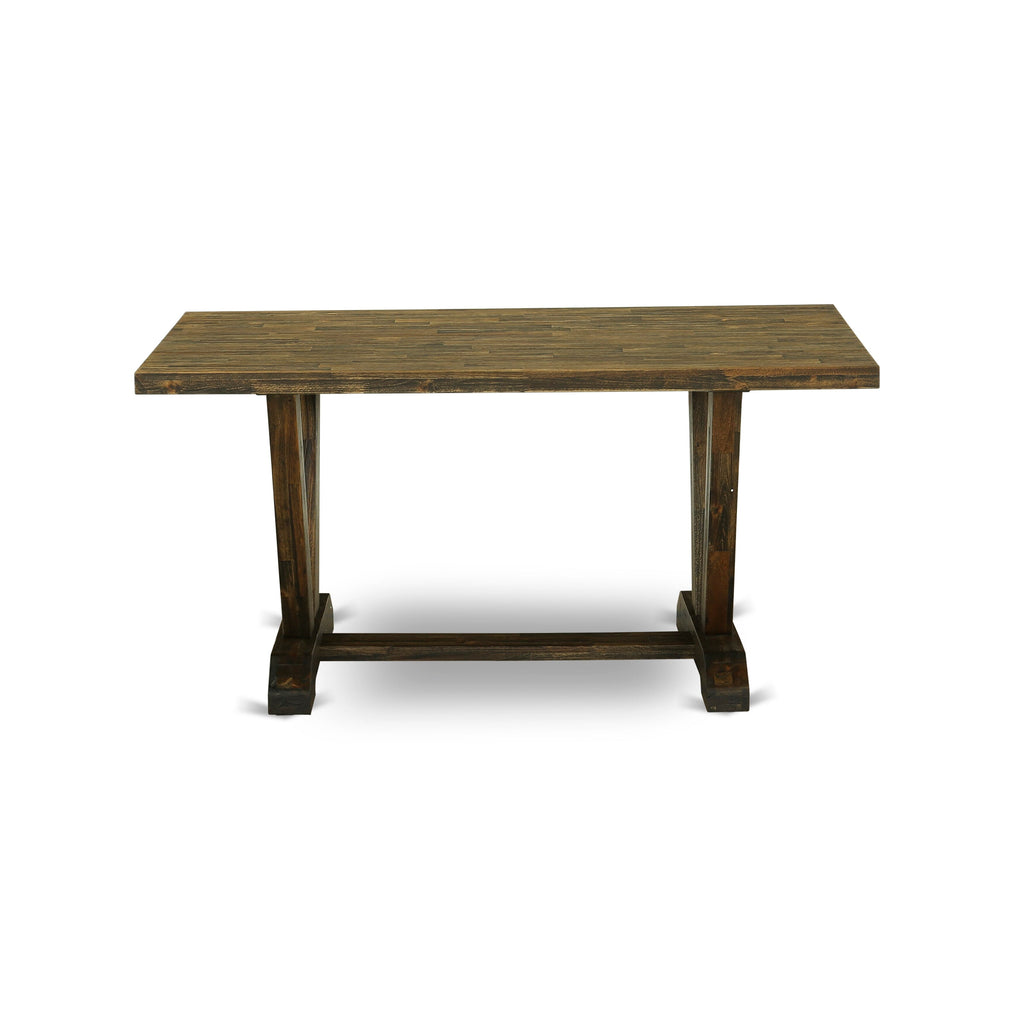 VTR03 Chic V-Design Dining Table with Unique Wood Finish & Elegant Support 36x60 Inches