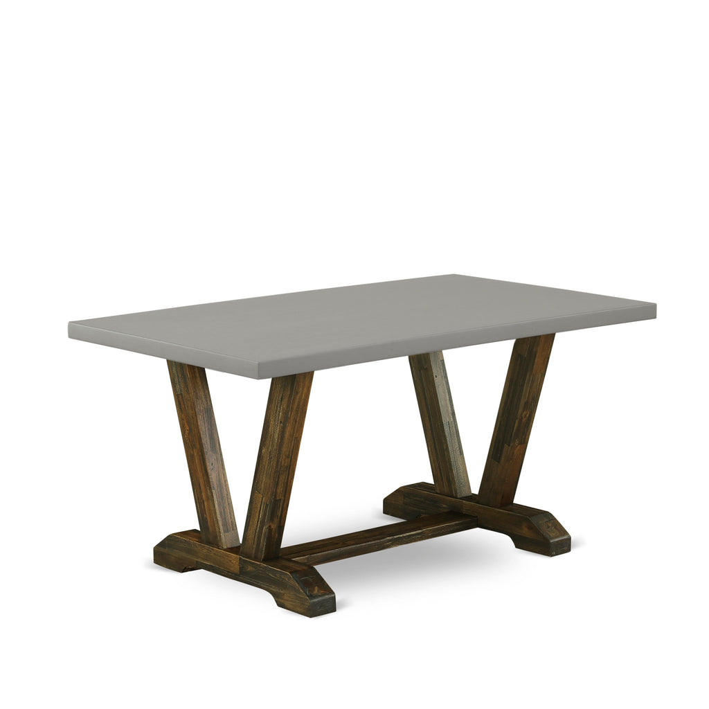 V796GXSUU-9 5-Piece Dining Collection Rectangle Table with V-Shaped Legs & 4 Upholstered Chairs