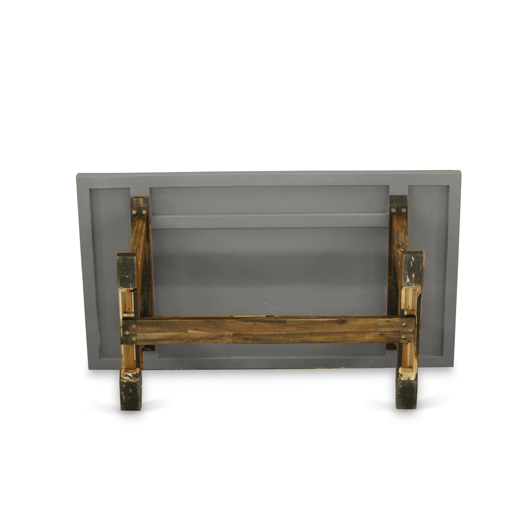 V797M9HT9-I Rectangular V-Leg Dining Ensemble & 4 Coffee Linen Chairs, Multi-Color, 40x72 In