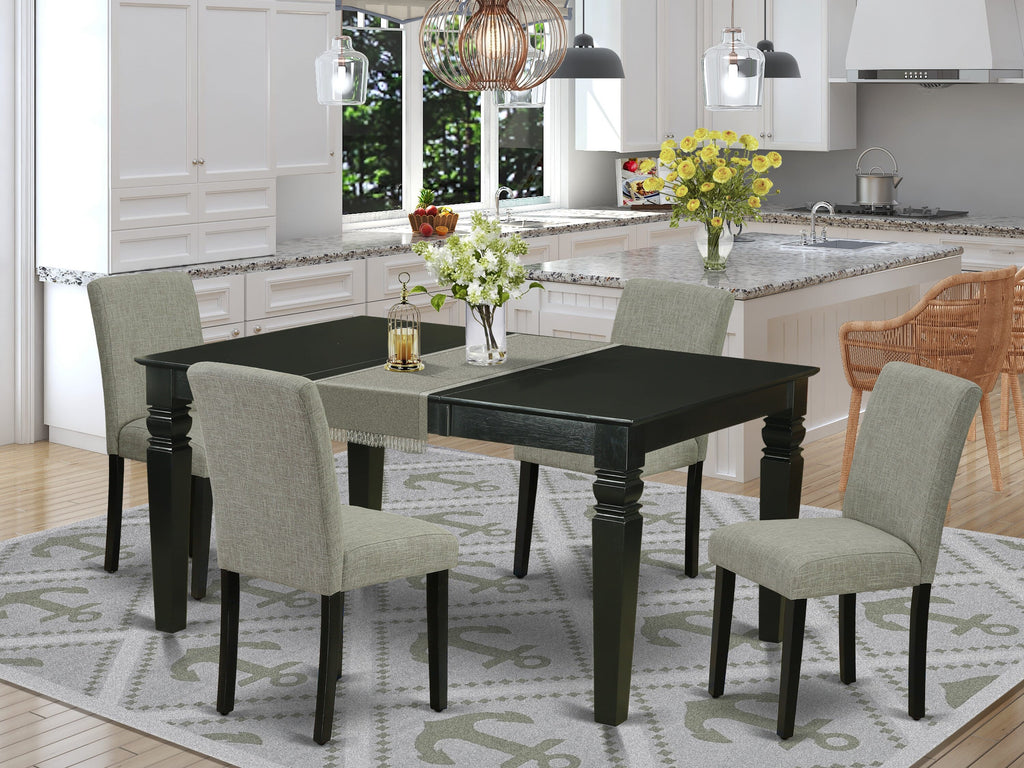WEAB5-7UY-JG 5 Pc Dining Arrangements With Extendable Table & 4 Upholstered Shitake Linen Chairs - 42x60 Set