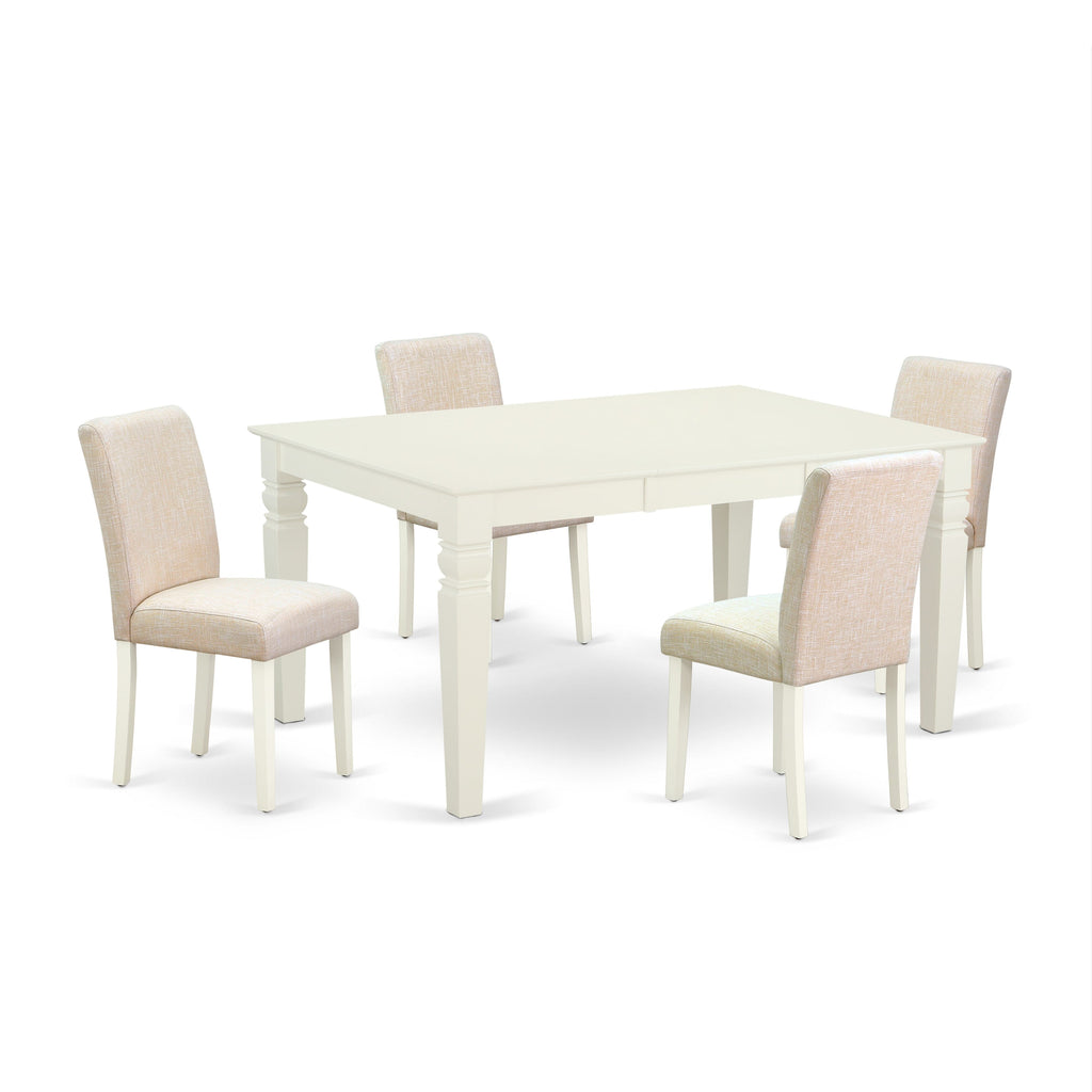 5 Piece Set with Dining Table in Linen White with WEAB5-2S8-V3 for Modern Homes