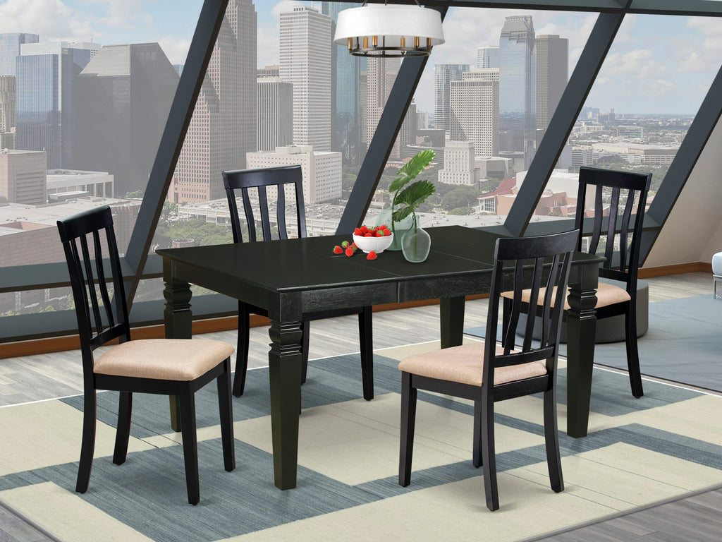 WEAN5-CTT-L 5-Piece Dining Ensemble Expandable Table & Upholstered Chairs, 42x60 - Sleek Elegance