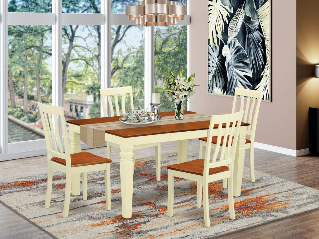 WEAN5-0SW-E Dining Ensemble Elegant 5-Piece Set with Leaf-Expandable Table and Four Chairs, Buttery & Cherry Finish