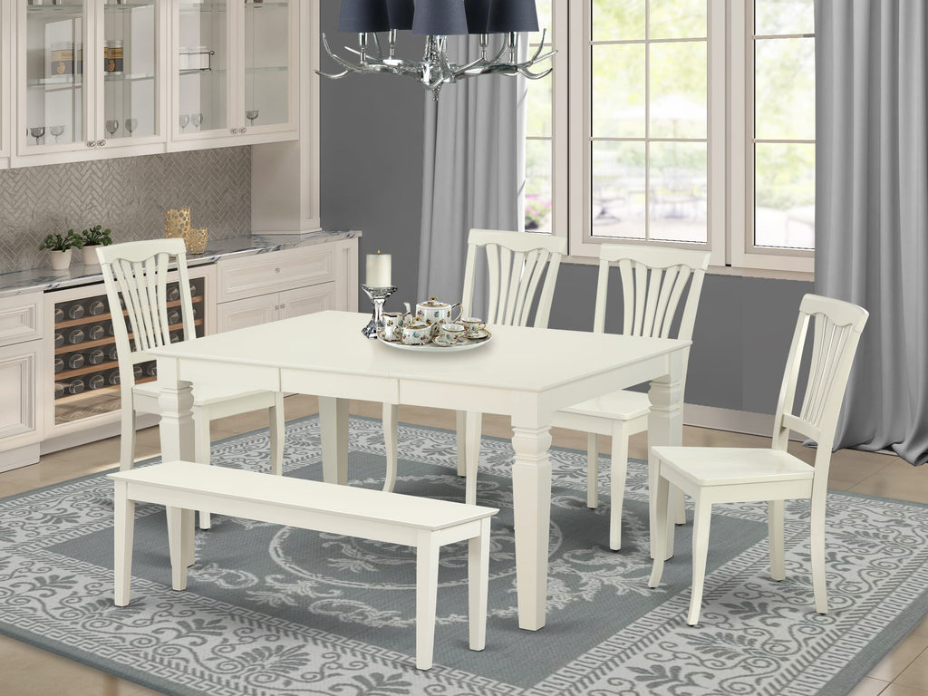 WEAV6-GL9-L 6-Piece Dining Suite with Rectangular Table and Seating in Crisp Linen Finish