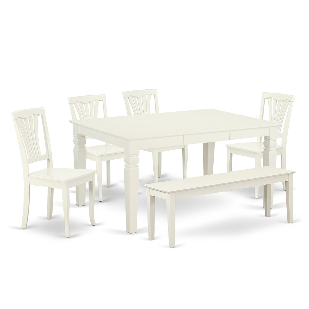 WEAV6-GL9-L 6-Piece Dining Suite with Rectangular Table and Seating in Crisp Linen Finish