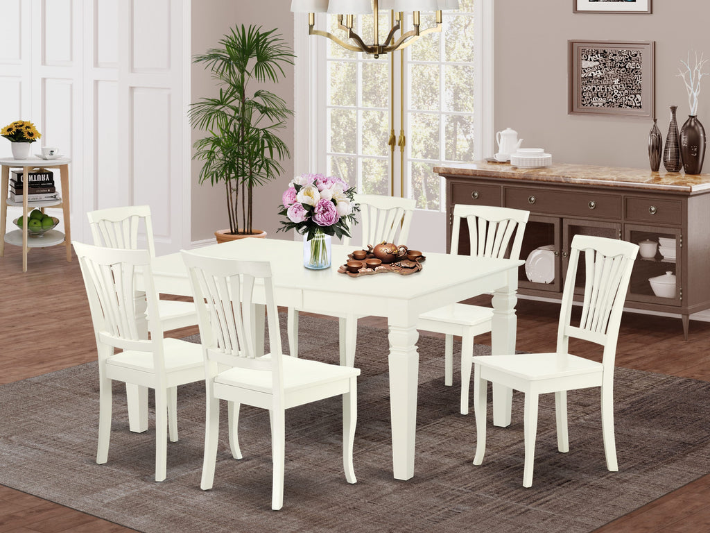 WEAV7-WC4-N Elegant 7-Piece Dining Ensemble with Butterfly Extension and Wood Seat Chairs